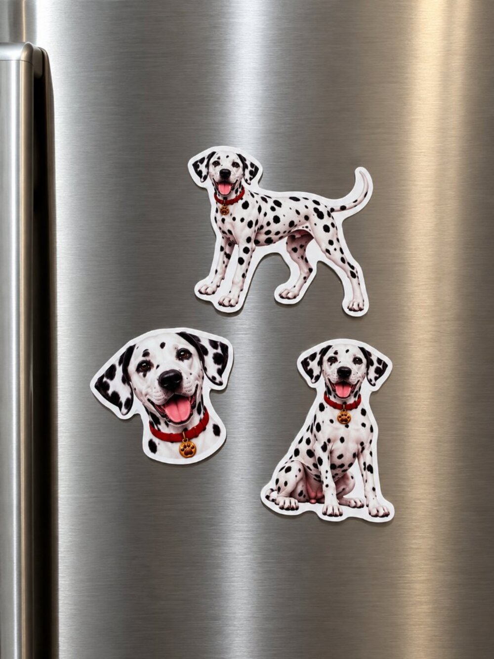 3 Dalmatian Dog Magnets Refrigerator Fridge Decor Puppy Gift Set Handmade